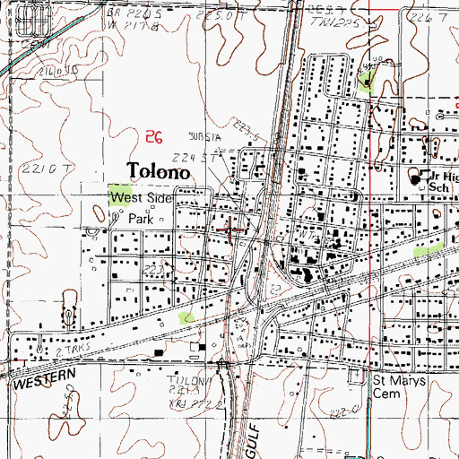 Topographic Map of First Baptist Church, IL