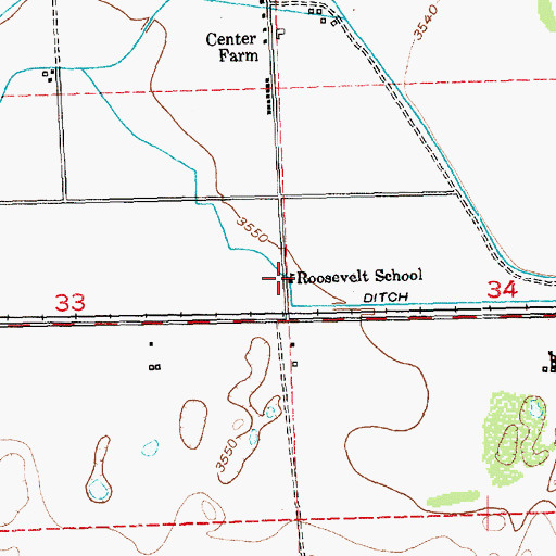 Topographic Map of Roosevelt School, CO