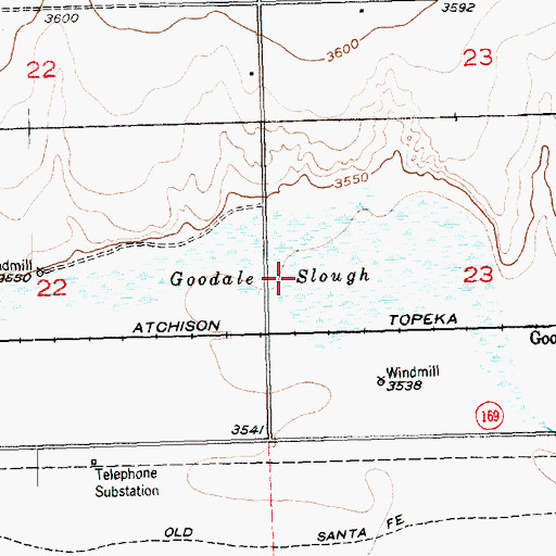Topographic Map of Goodale Slough, CO