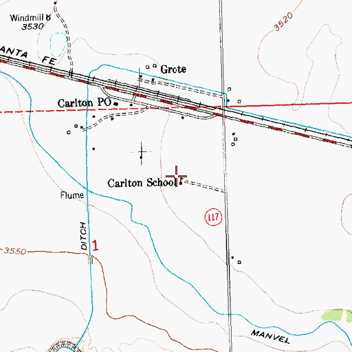 Topographic Map of Carlton School, CO