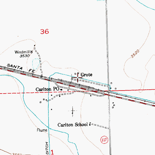 Topographic Map of Grote, CO