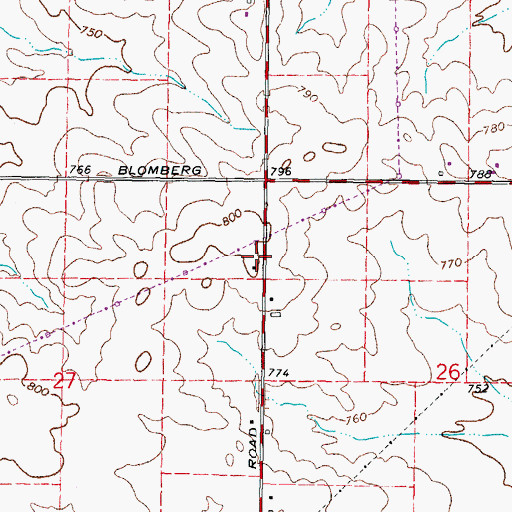Topographic Map of Dodge Cemetery, IL