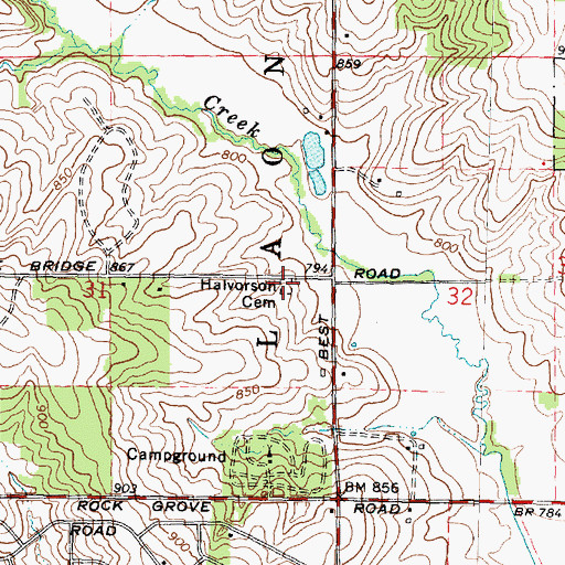 Topographic Map of North Rock Run Cemetery, IL