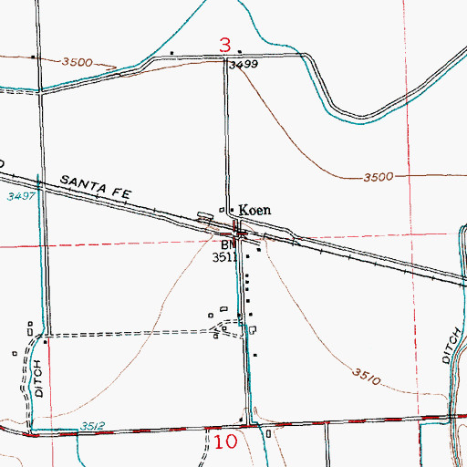 Topographic Map of Koen, CO
