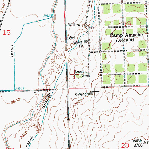 Topographic Map of Amache Cemetery, CO