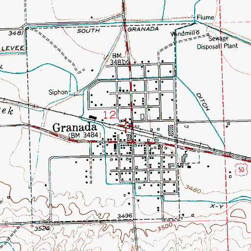 Topographic Map of Granada, CO