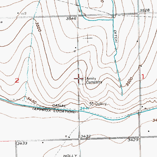 Topographic Map of Amity Cemetery, CO