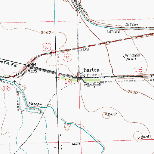 Topographic Map of Barton, CO