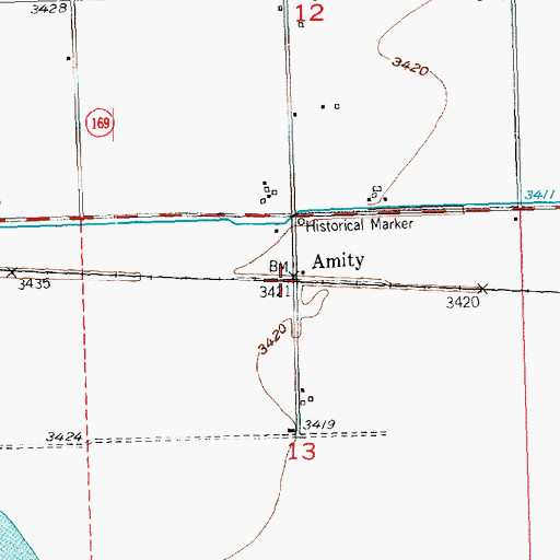 Topographic Map of Amity, CO