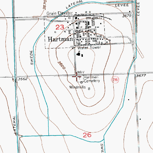 Topographic Map of Hartman Cemetery, CO