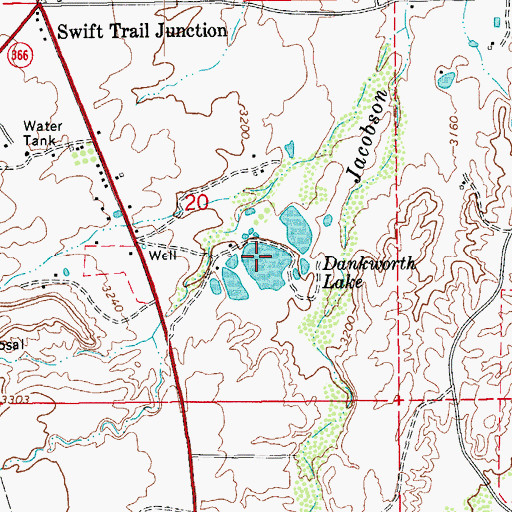 Topographic Map of Dankworth Pond State Park, AZ