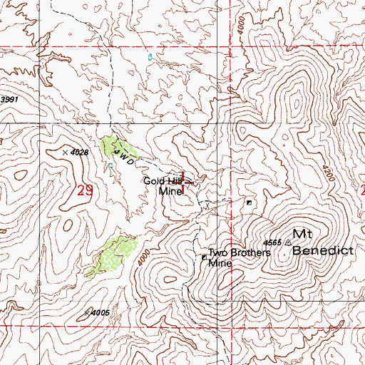 Topographic Map of Two Brothers Mine, AZ
