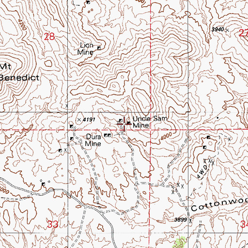 Topographic Map of Uncle Sam Mine, AZ