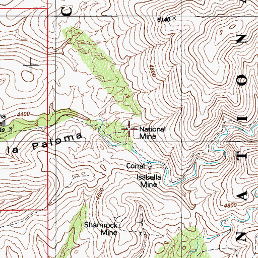 Topographic Map of National Mine, AZ
