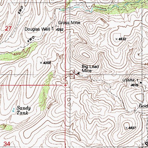 Topographic Map of Big Lead Mine, AZ