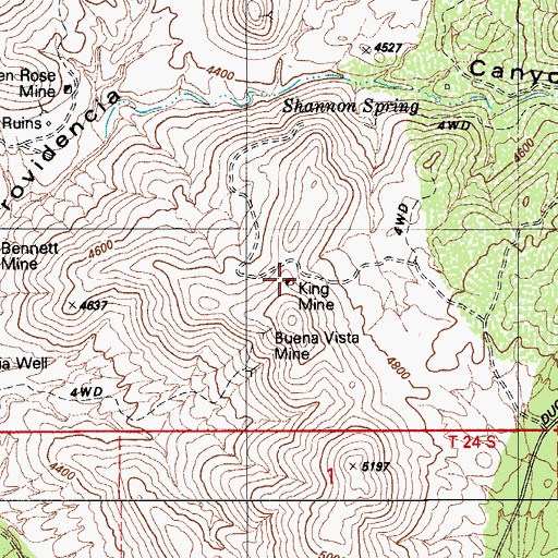 Topographic Map of King Mine, AZ