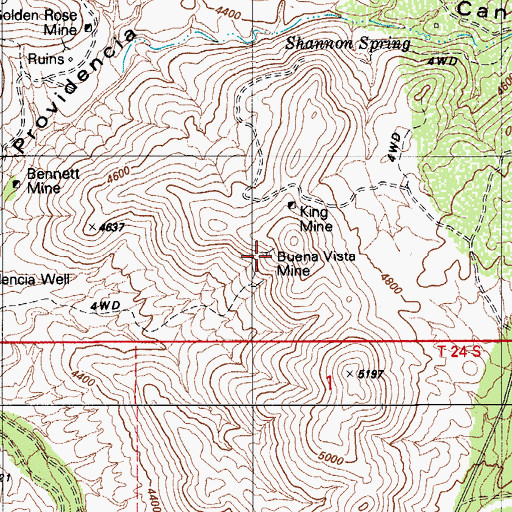 Topographic Map of Buena Vista Mine, AZ