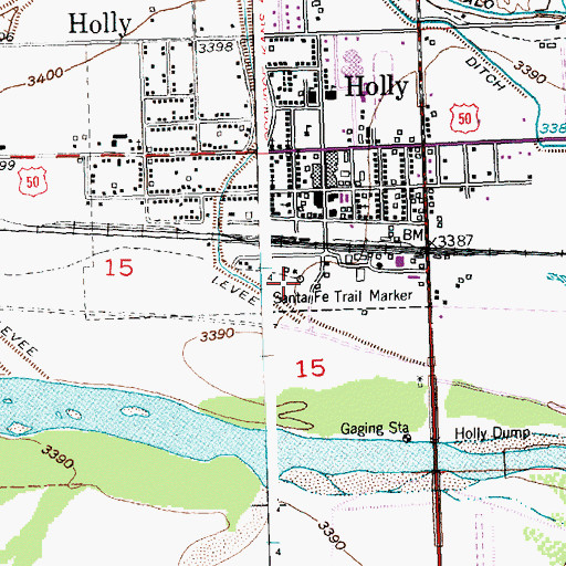 Topographic Map of Santa Fe Trail Marker, CO