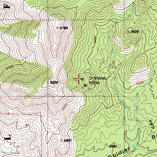Topographic Map of O'Maras Mine, AZ