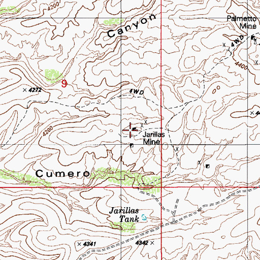 Topographic Map of Jarillas Mine, AZ
