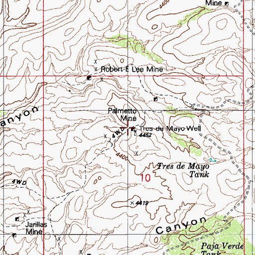 Topographic Map of Palmetto Mine, AZ