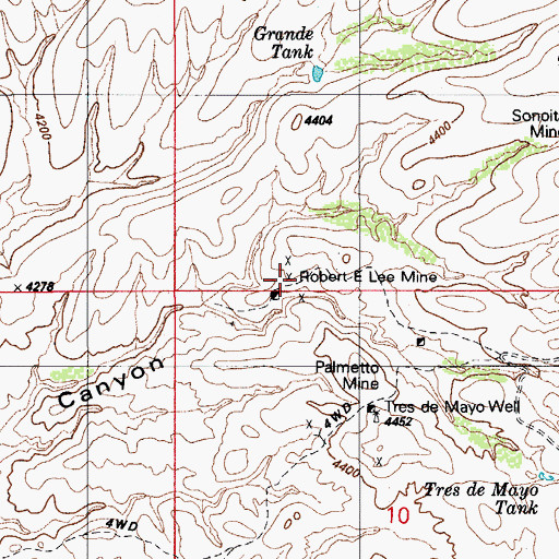 Topographic Map of Robert E Lee Mine, AZ