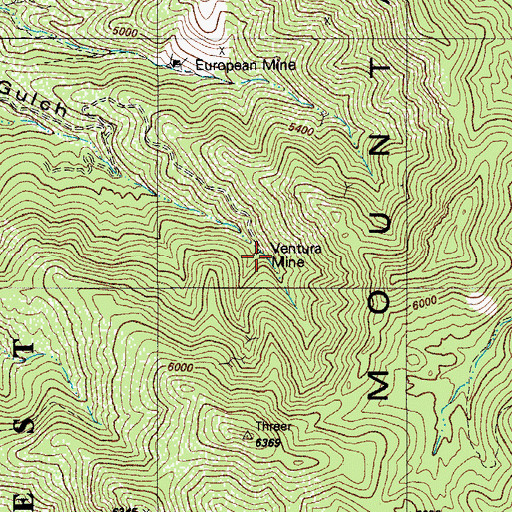 Topographic Map of Ventura Mine, AZ