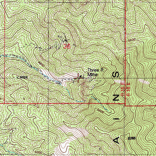Topographic Map of Three R Mine, AZ