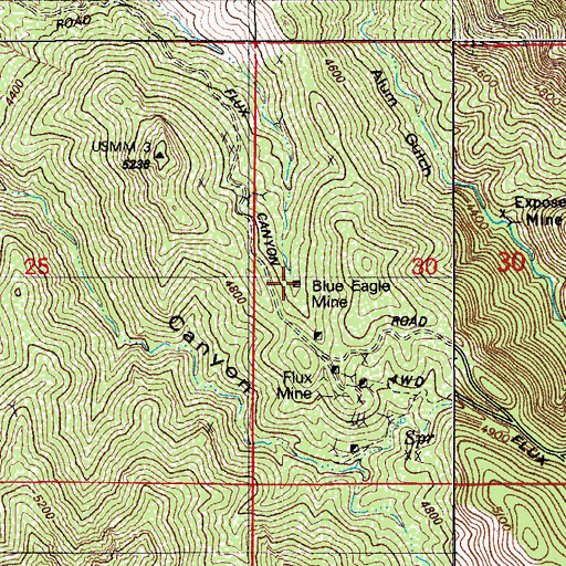 Topographic Map of Blue Eagle Mine, AZ