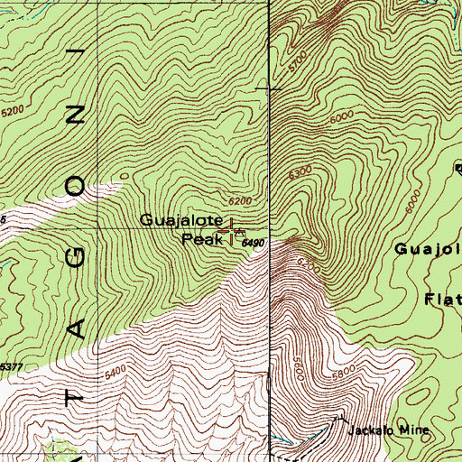 Topographic Map of Guajalote Peak, AZ