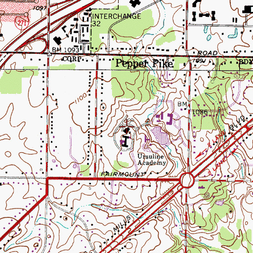 Topographic Map of Fritzsche Center, OH