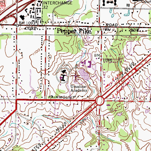 Topographic Map of Grace Hall, OH