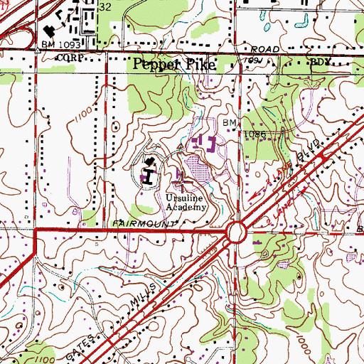 Topographic Map of Murphy Hall, OH