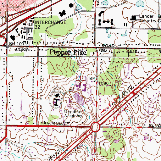 Topographic Map of Ralph M Besse Library, OH