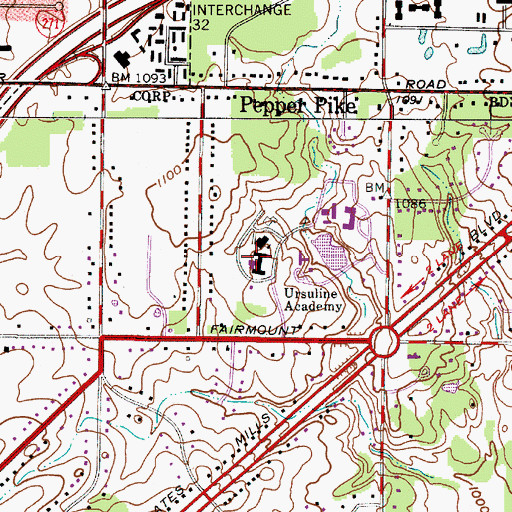 Topographic Map of Ursuline Educational Center, OH