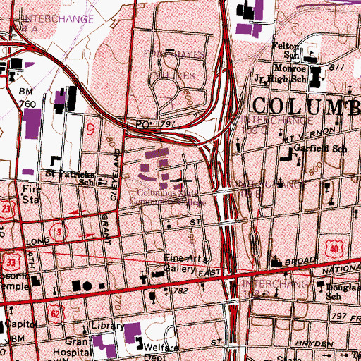 Topographic Map of Aquinas Hall, OH