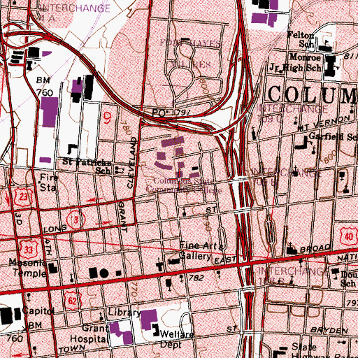 Topographic Map of Davidson Hall, OH