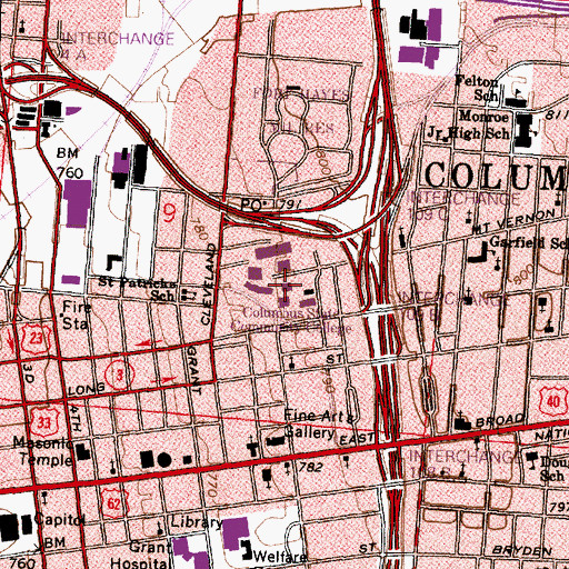 Topographic Map of Eibling Hall, OH
