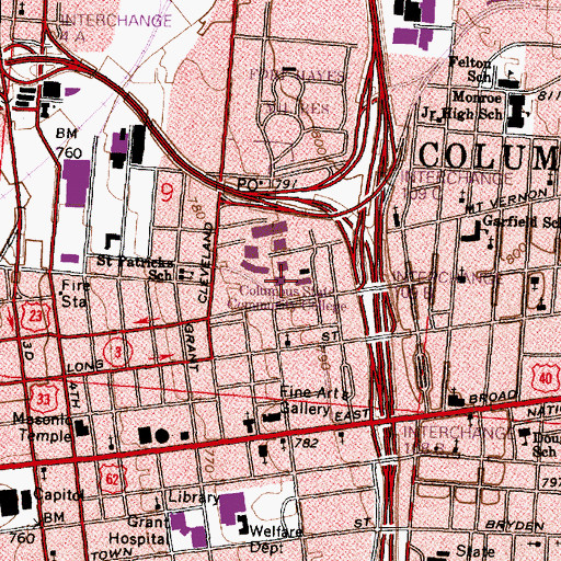 Topographic Map of Madison Hall, OH