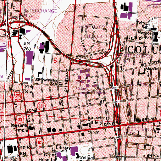 Topographic Map of Nestor Hall, OH