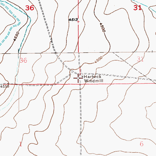 Topographic Map of Harbeck Windmill, CO