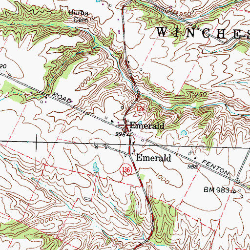 Topographic Map of Emerald Post Office (historical), OH