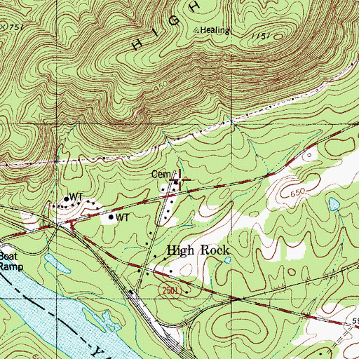 Topographic Map of High Rock Baptist Church, NC