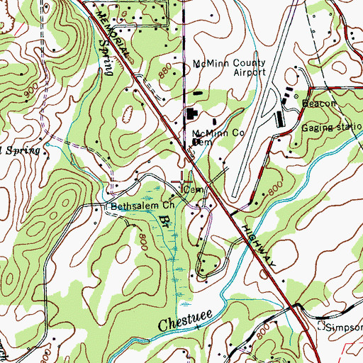Topographic Map of Bethsalem Presbyterian Church Cemetery, TN
