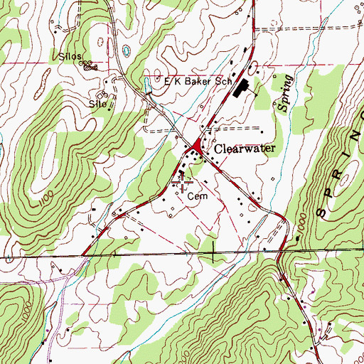 Topographic Map of Clearwater Cemetery, TN