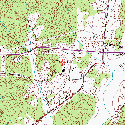 Topographic Map of Idlewild Cemetery, TN