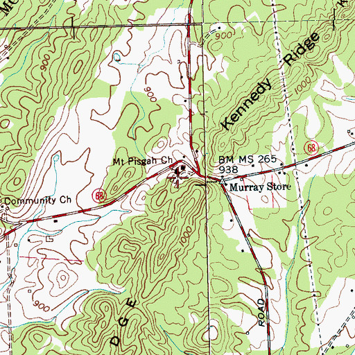 Topographic Map of Mount Pisgah Baptist Church Cemetery, TN