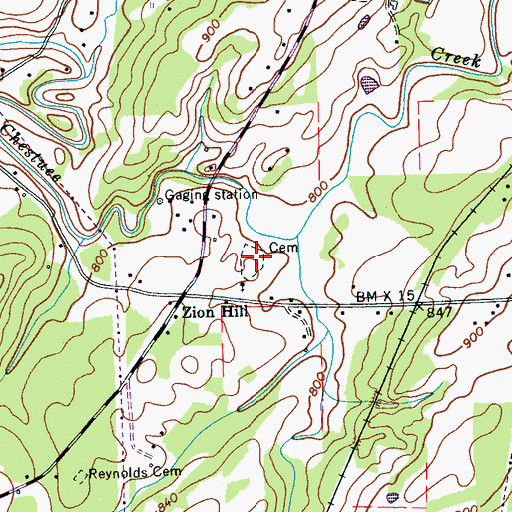 Topographic Map of Zion Hill Baptist Church Cemetery, TN