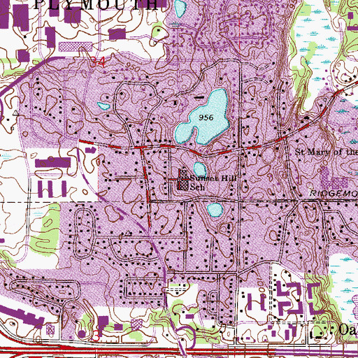 Topographic Map of Sunset Hill Elementary School, MN