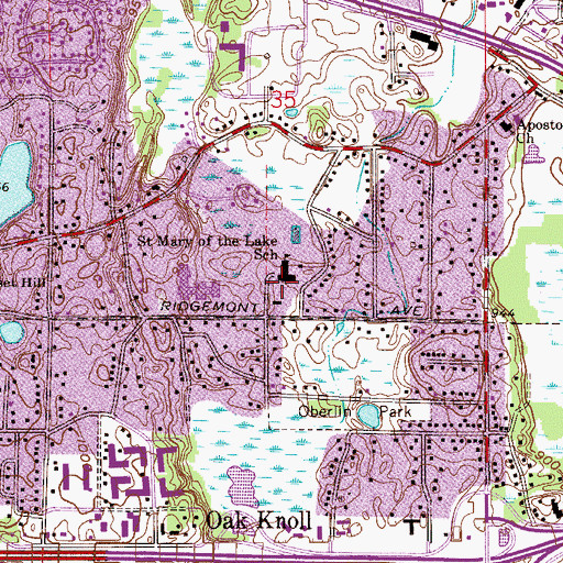 Topographic Map of Saint Mary of the Lake School, MN